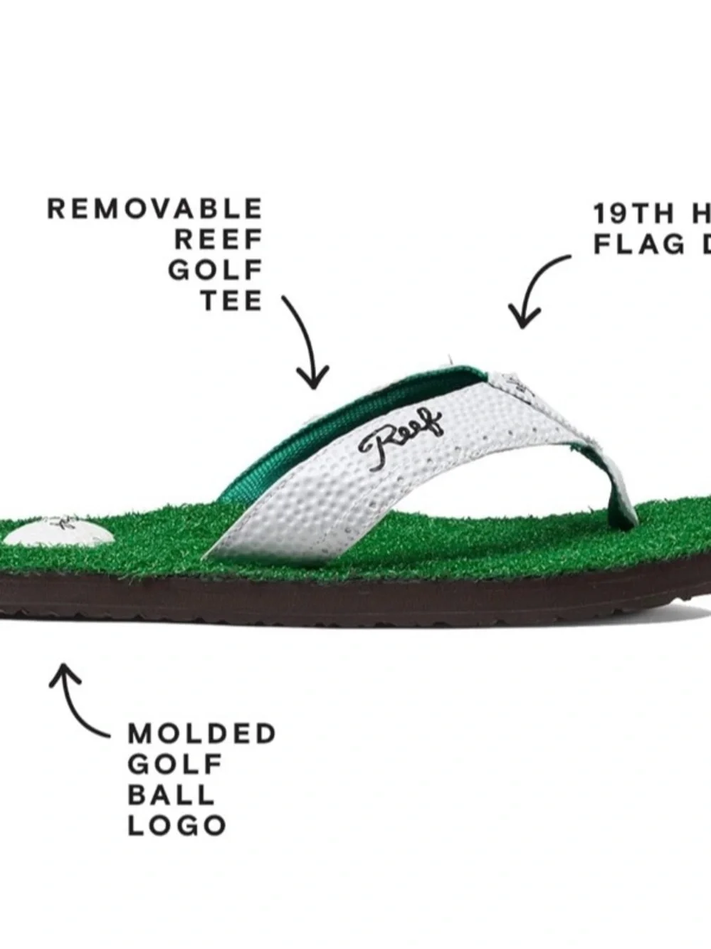 Reef Mens Size 13 Golf Flip Flops Mulligan II Turf Grass Tee Holder Rare HTF